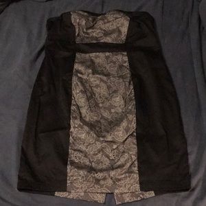 Torrid Strapless Mini Dress Black & Lace Print 14